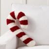 Cozy Teddy Faux Fur Candy Cane Shaped Pillow