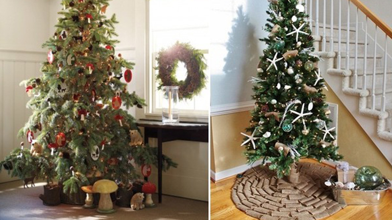 Decorate pine trees in forest and sea style